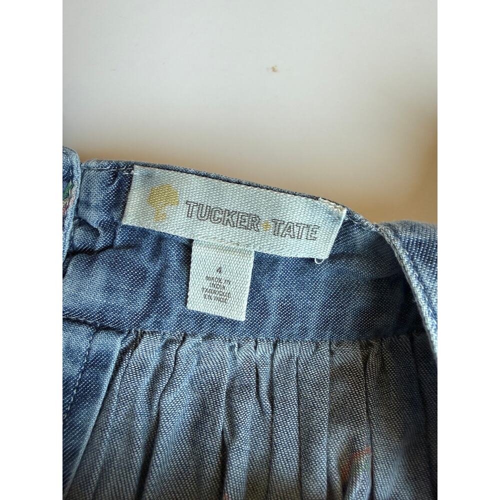 NWT Tucker + Tate Girls 4 Blue Rainbow Chambray Flutter Sleeve Dress - Picture 9 of 12